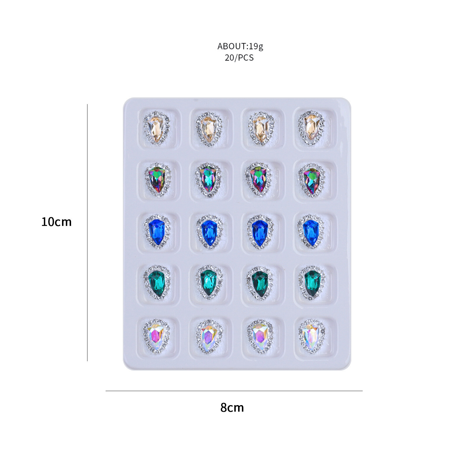 20 Grids Nail Art Rhinestones Glitter Heart Diamond Crystal Butterfly DIY Decora