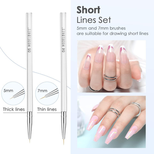 NEW 5PCS Nail Art Liner Brushes Set Thin Gel Polish Painting Design Tools Hex