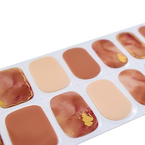20 Tips Pink Marble Design Semi-Cured Real Gel Nail Polish KIT8 Marble Design