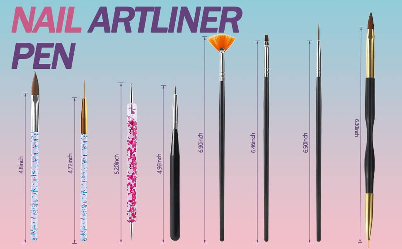 31-Piece Nail Art Brush Set with Dotting Tools and Striping Brushes
