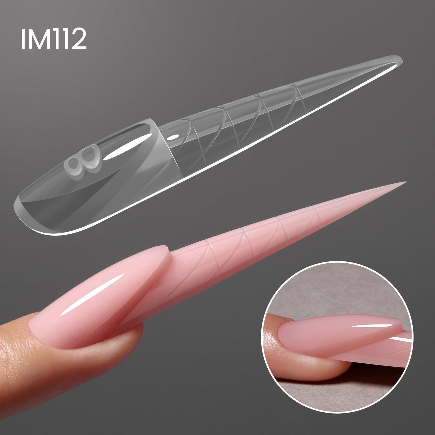 3D Reverse French Dual Forms – 150pcs Stiletto Nail Tips, 15 Sizes, Gel & Acryli