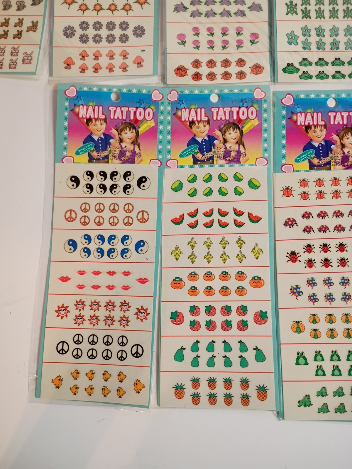 9 Sheets Art Water Transfer Frogs Ladybugs Flowers Fruit Children Nail Tattoos