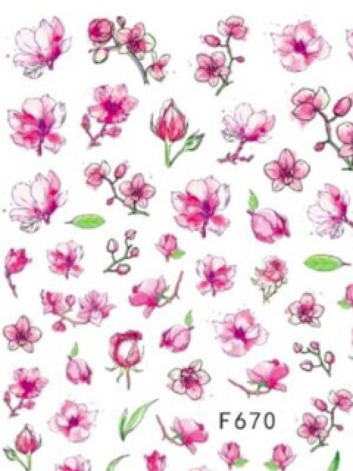Pink Flower Floral ,Pink Rose Flower Leaf Butterfly Nail Sticker