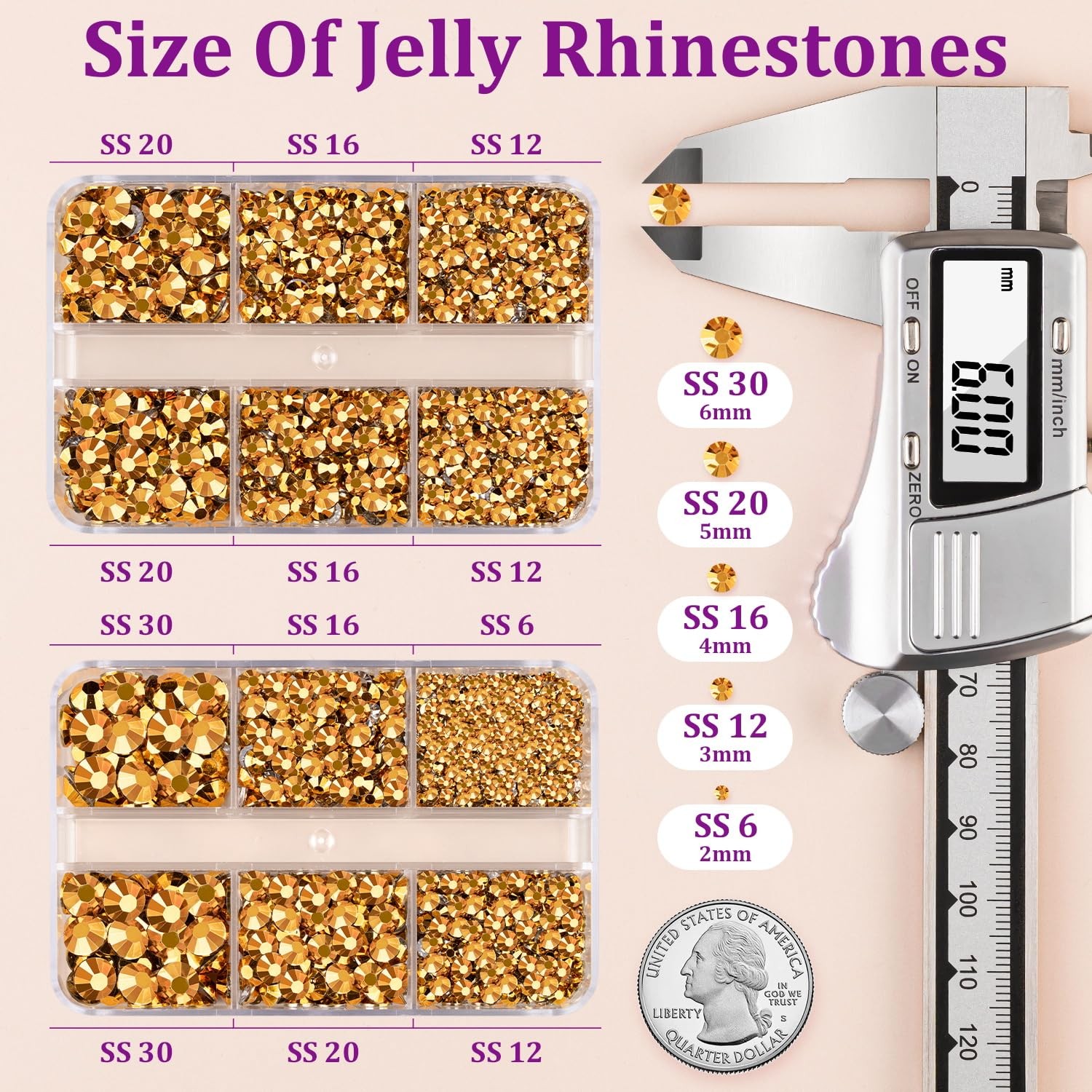 Resin Jelly Rhinestones for Crafting with 2 Jewelry Glue, 2 Boxes Gold Crystals