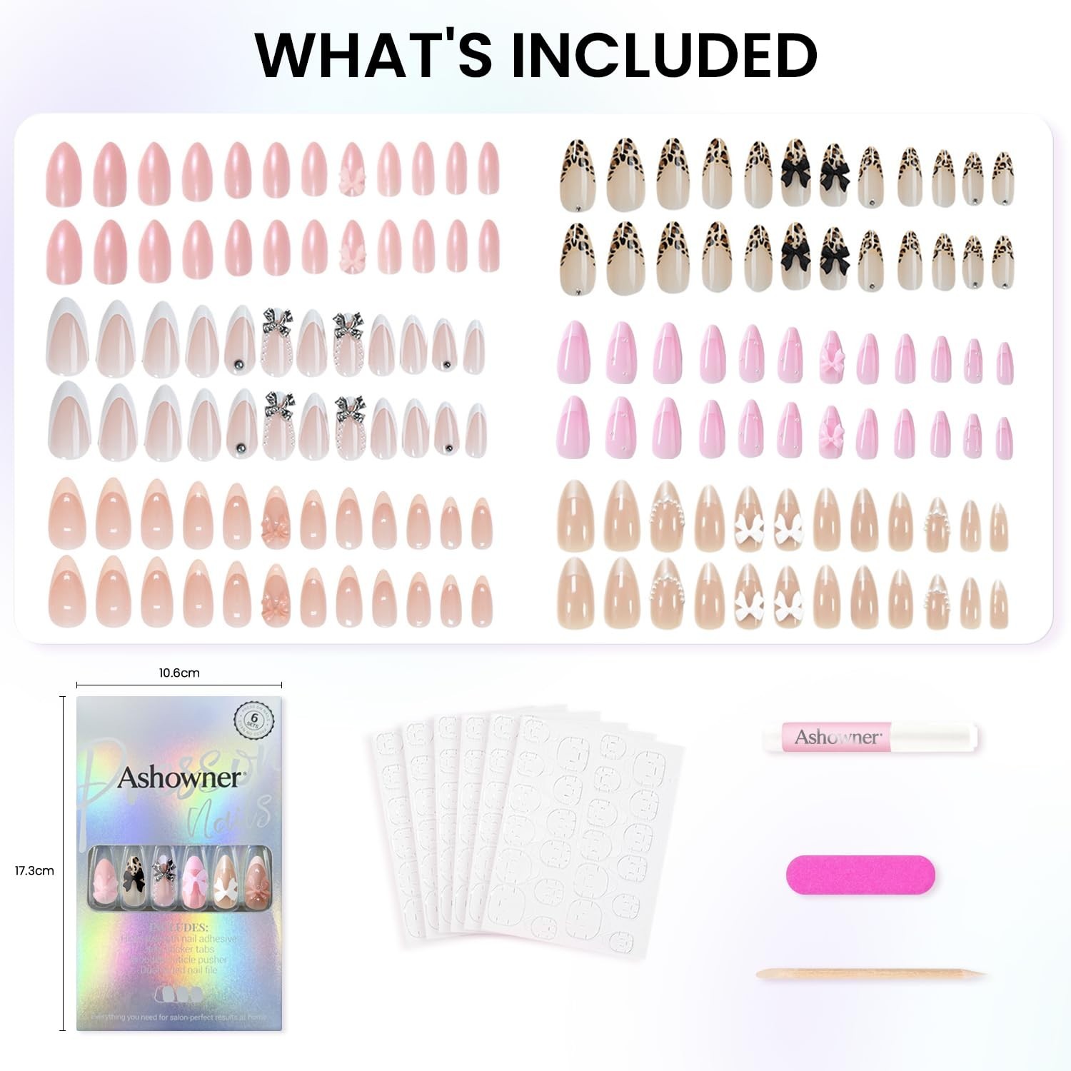 6 Packs 144 Pcs | Reusable Press on Nails | Stick on Nails 12 Sizes-6 Styles …