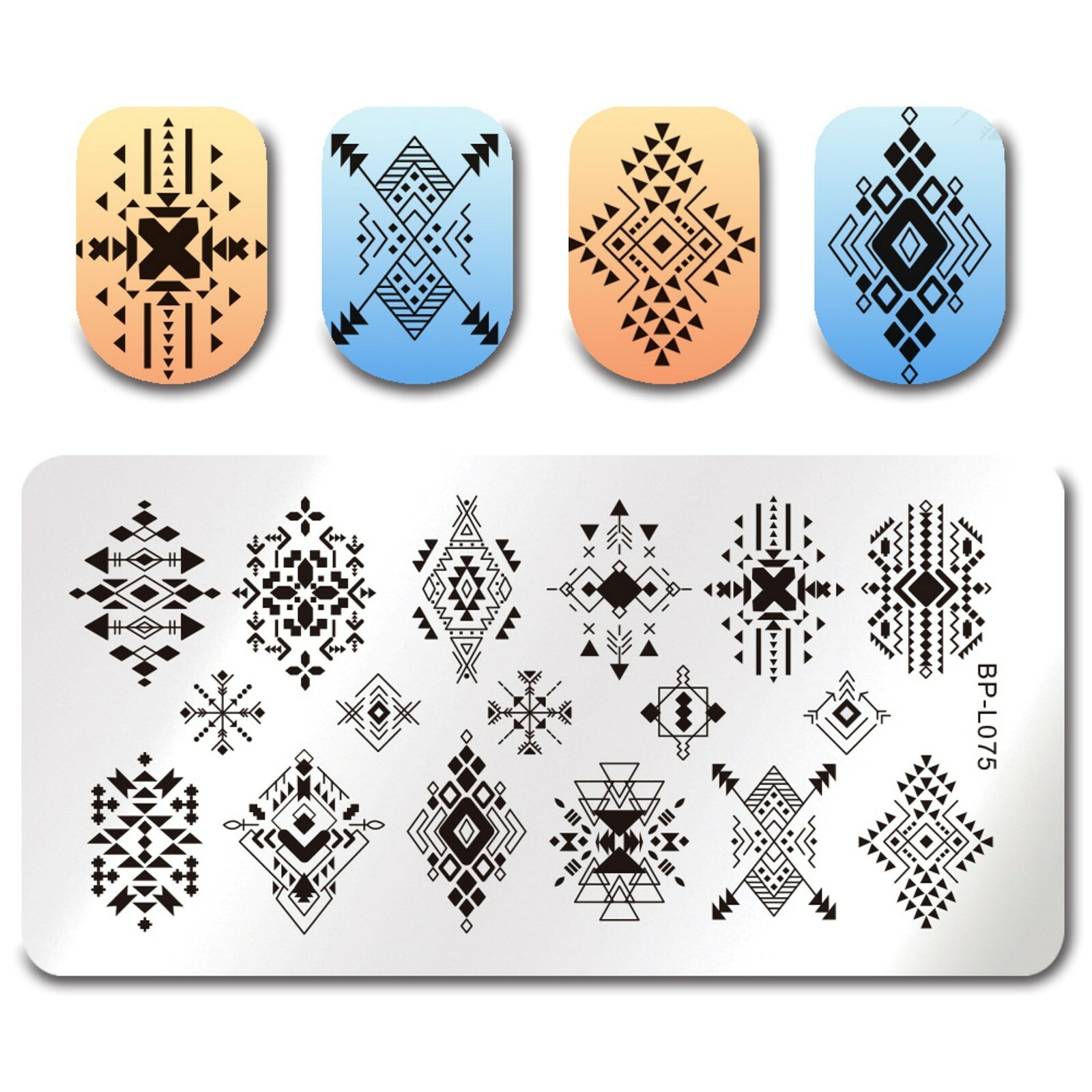 Geometry Rhombus Image Rectangle Nail Art Template BP-L075
