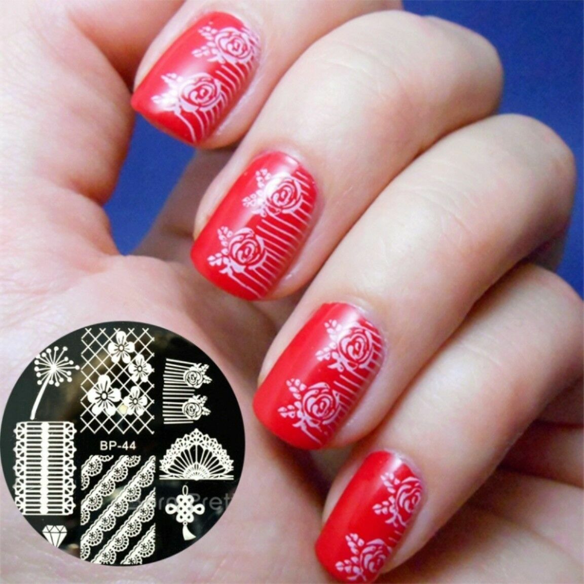 Nail Art Stamping Elegant Lace Manicure Image Plate Stamper Scraper Kit BP44