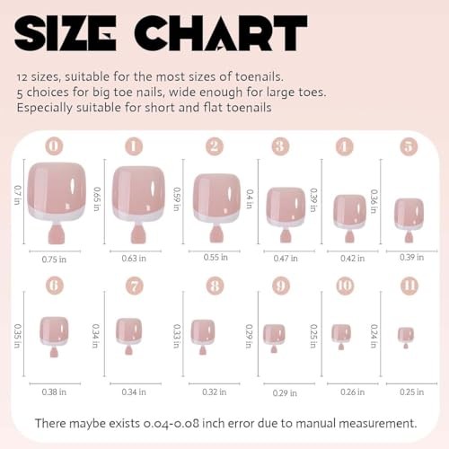 216 Pcs French Tip Press on Toenails for Women Short Square Toe Normal Style-11