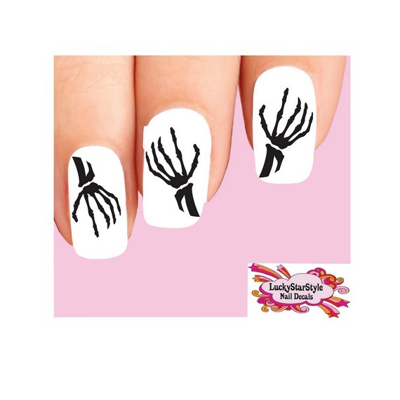 Waterslide Nail Decals Set of 20 – Halloween Dead Skeleton Hands