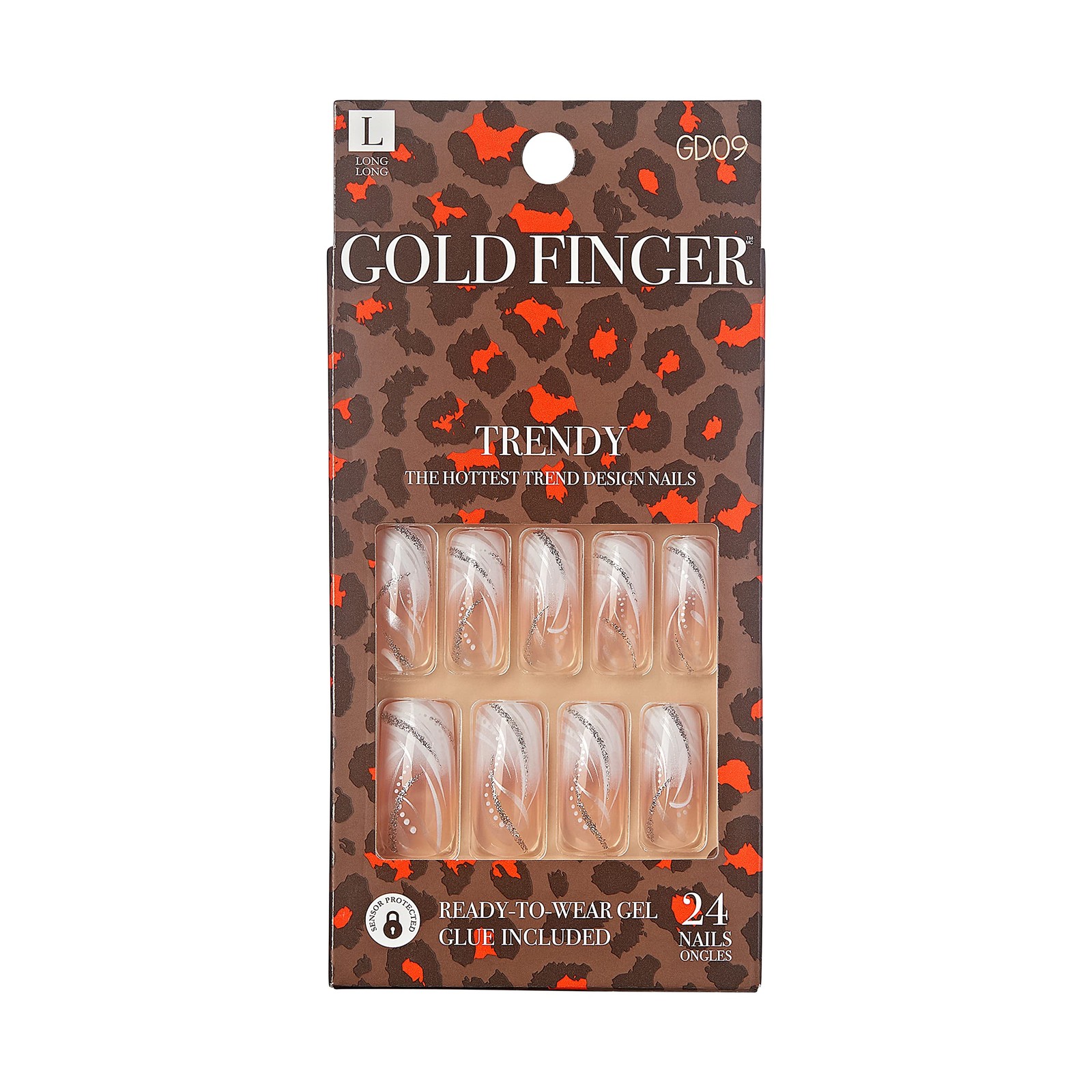 Gold Finger Full Cover Nails Gel Glam Ready to Wear Gel Manicure Long Nails