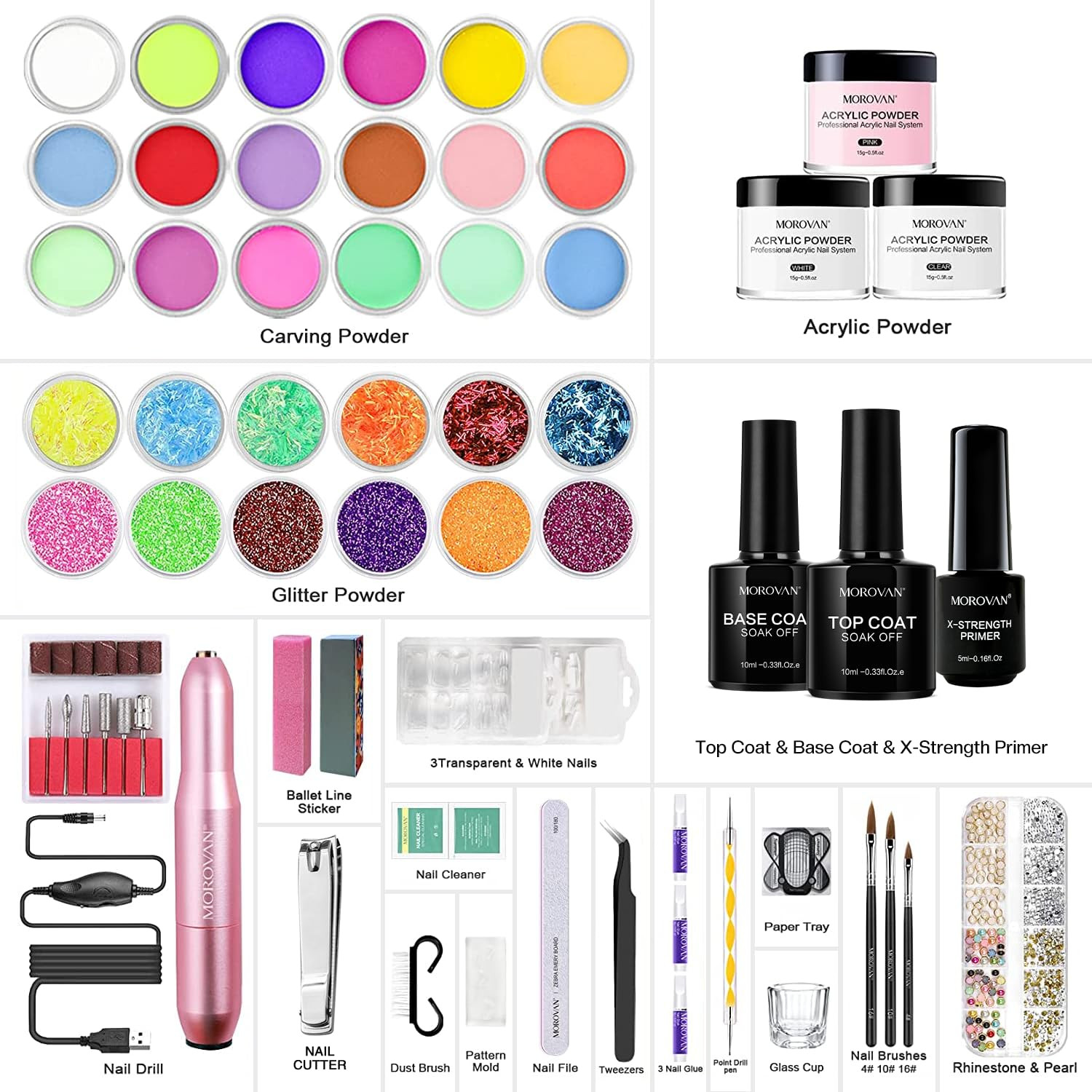Acrylic Nail Kit for Beginners: Professional Nails Kit Acrylic Set with Everythi
