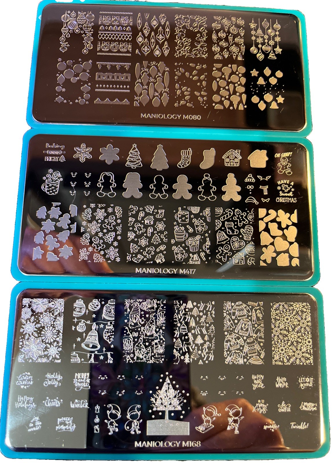Maniology Nail Stamping Plates – Christmas Lot 3 – M080, M417, M168
