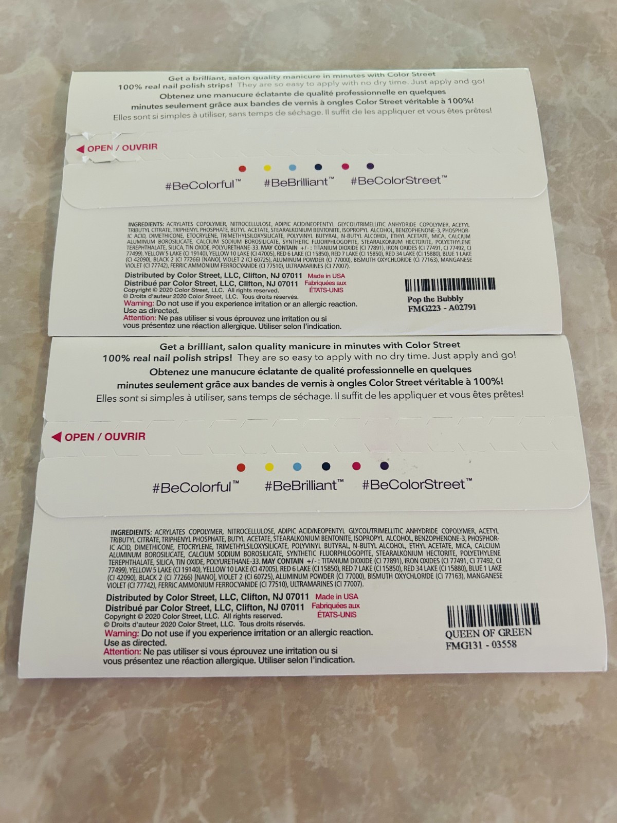 Color Street Nail Strips (2) – Pop the Bubbly and Queen of Green