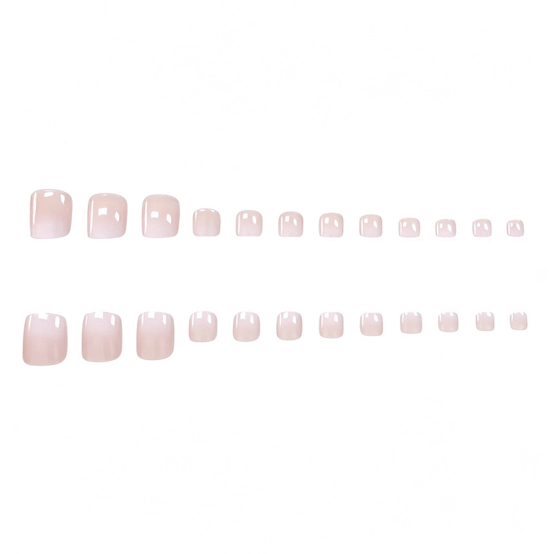 48 Pcs Nude Gradient Short Square Toe Press on Nails, Soft Vacation Fake Nails