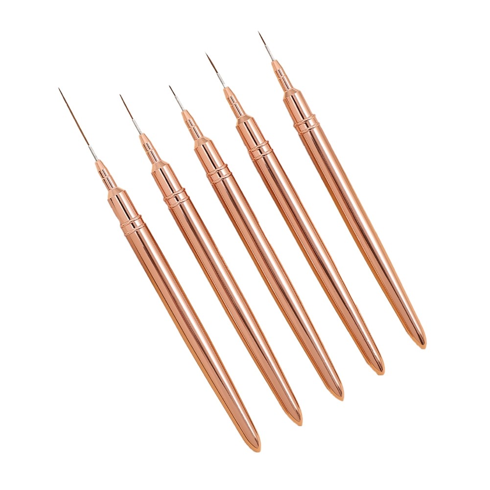5PCS 7/9/11/15/25mm Nail Liner Brush Set UV Gel Nail Brushes Kits French5467