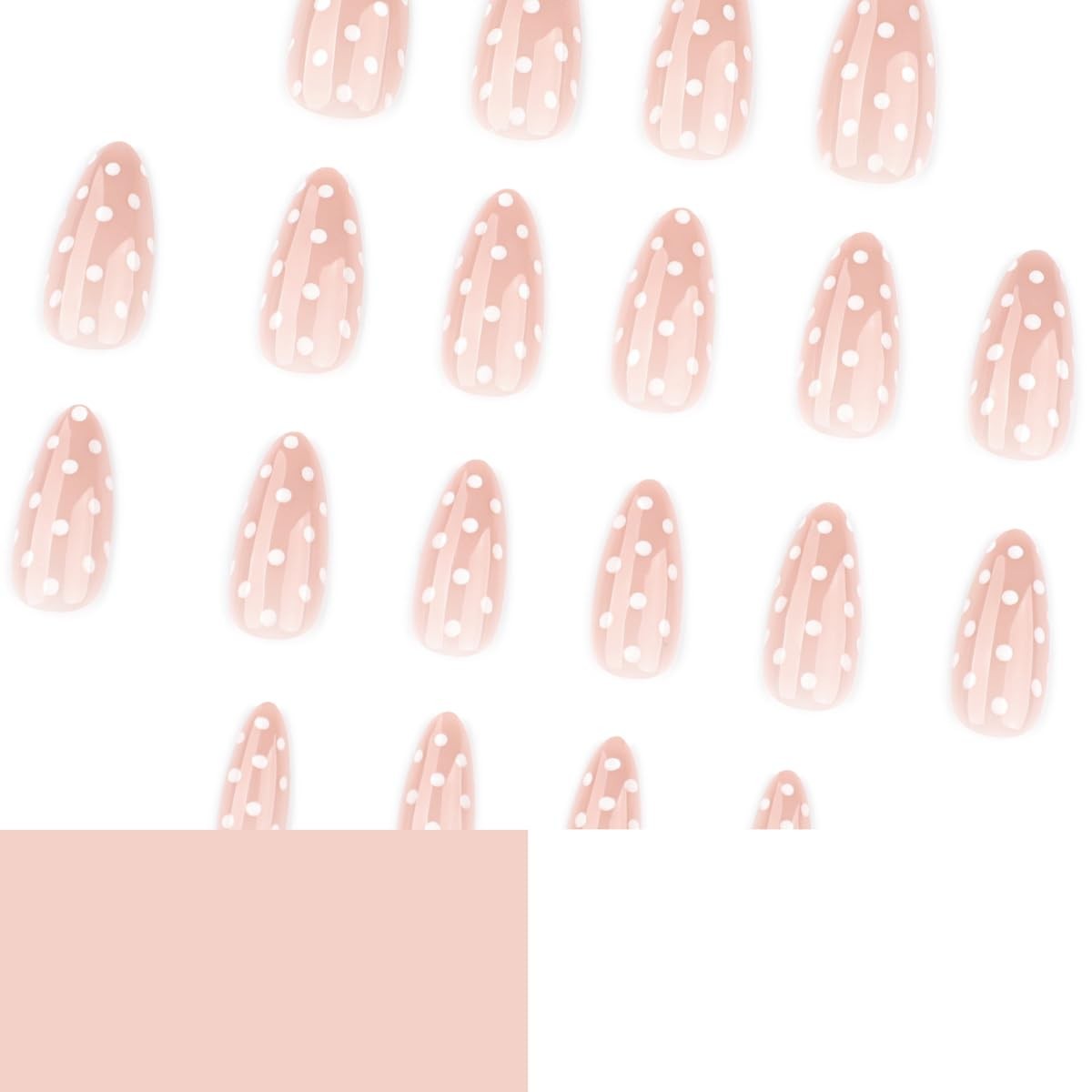 Polka Dot Press on Nails Short Almond Fake Cute False Medium, Style-6