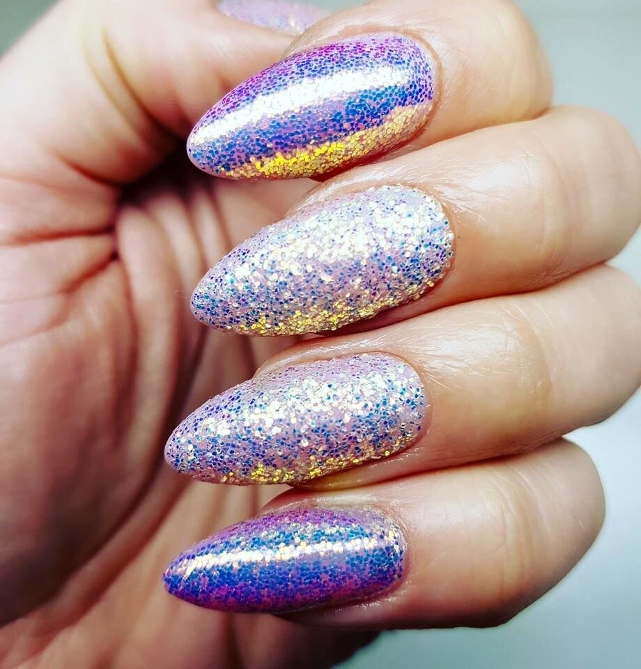 PIXEL EFFECT Kopciuszek NAIL ART GLITTER IRIDESCENT SEQUINS Powder Cinderella UK