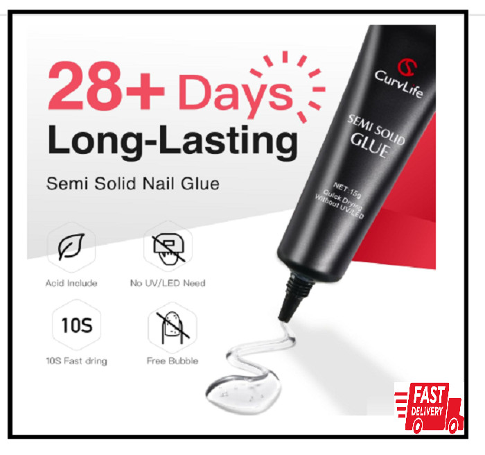 Curvlife Super Strong Nail Glue 15g for Press On Nails – Quick Drying, Semi Soli