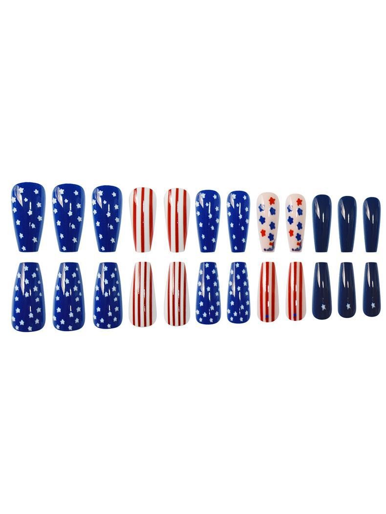 Sweet Star Stripe Ballet Press On Nails 4th of July Wholesale