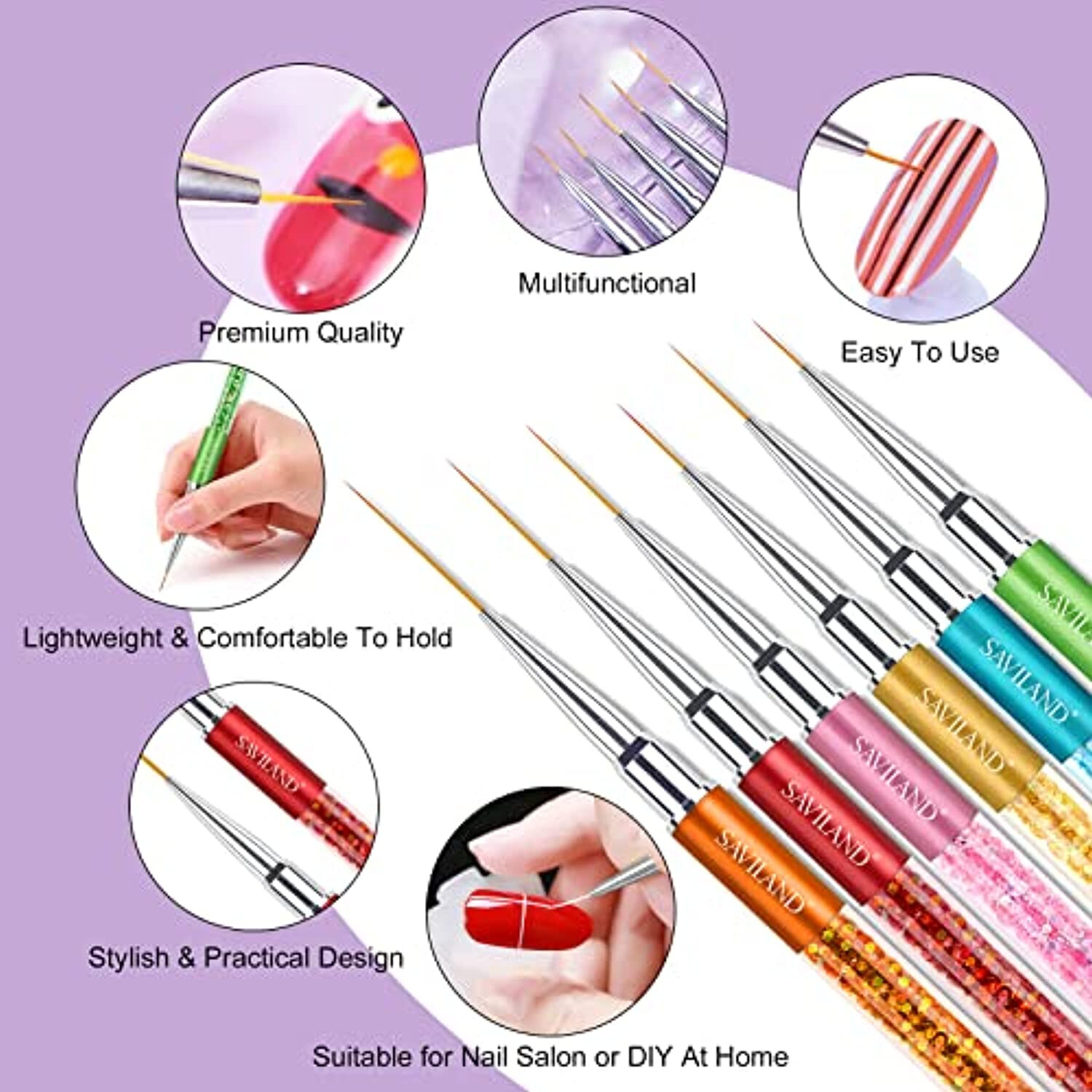 Nail Art Liner Brushes Set – 5pcs Nail Gel Polish Painting Nail Design Brush