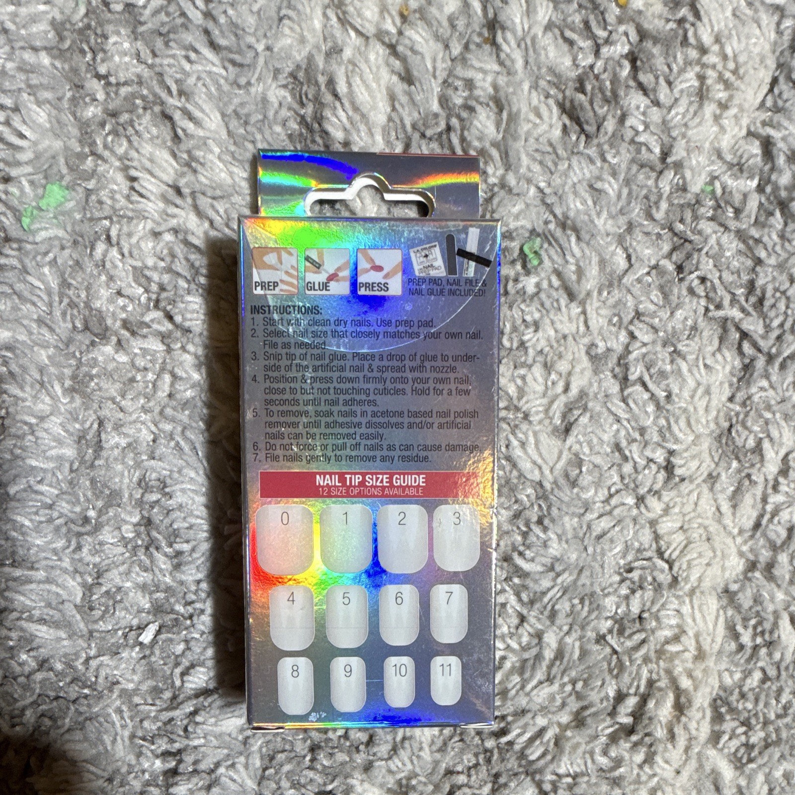 Glamify & L.A. Colors Press-On Nails 3pc French Holographic Glitter Glue