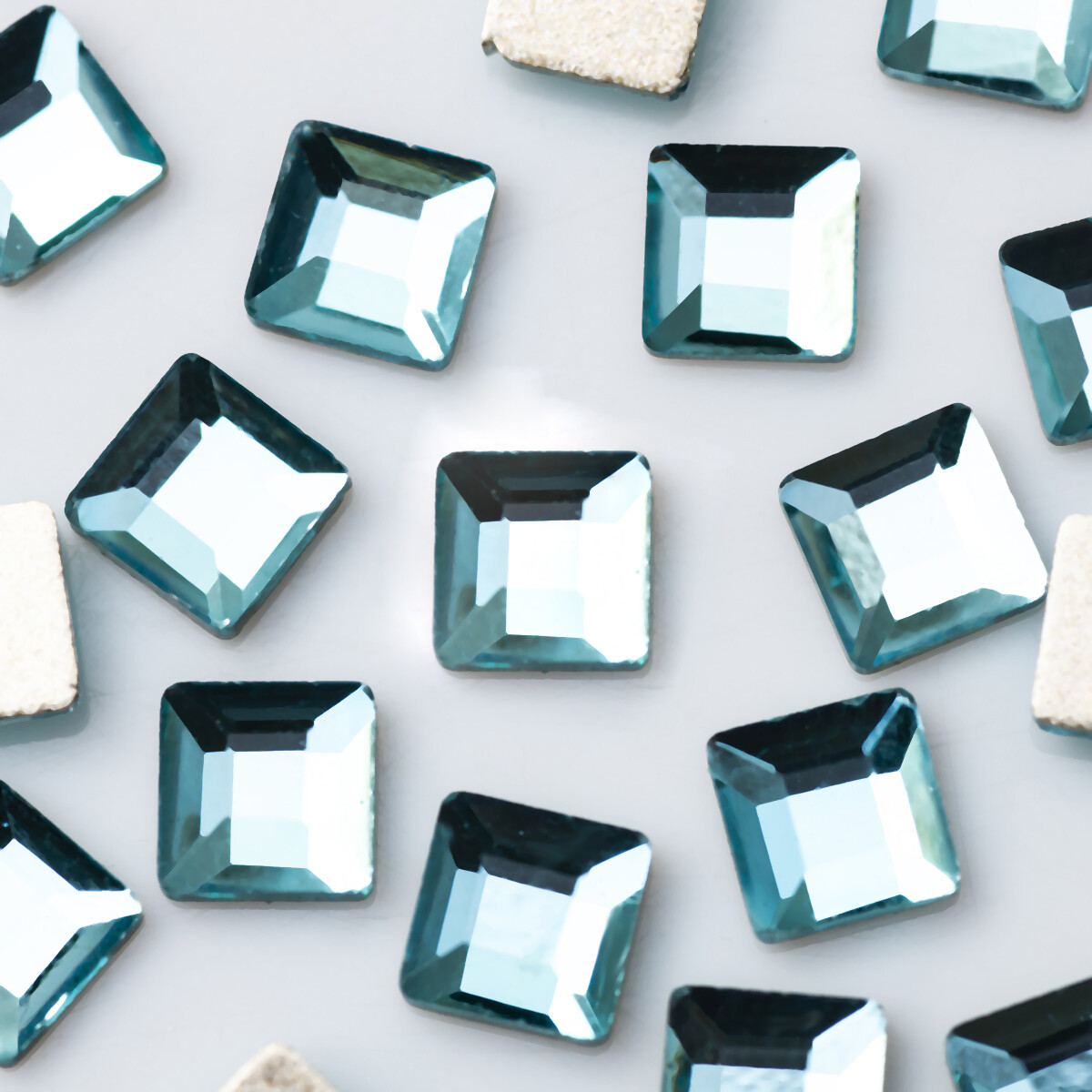 Flat Top Square Mix Colors Non Hotfix Flat Back Nail art Glass Beads Shiny Gem