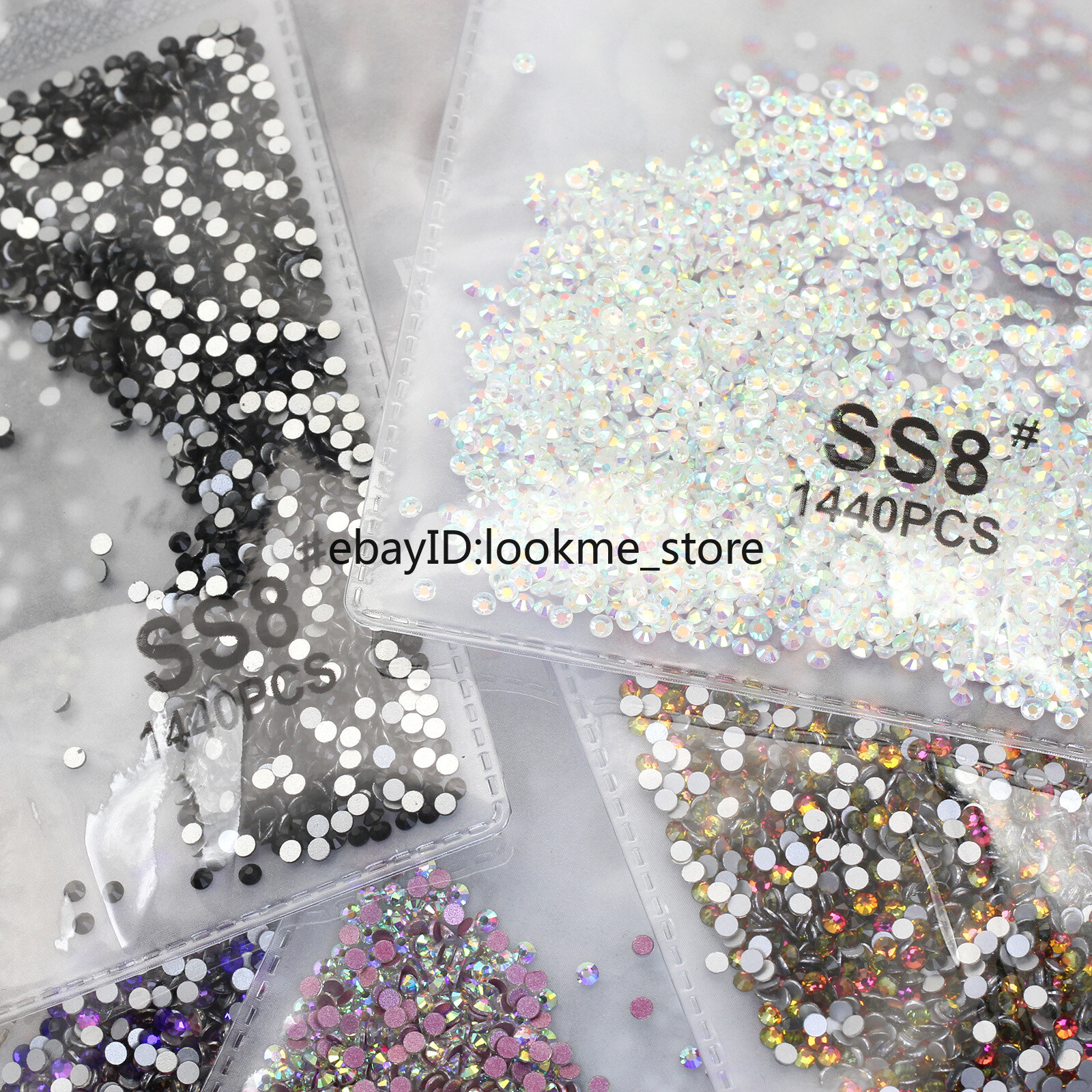 1440pc 2.5mm (ss8) Crystal Glass Rhinestones Flatback Gems Nail Art Crafts Decor