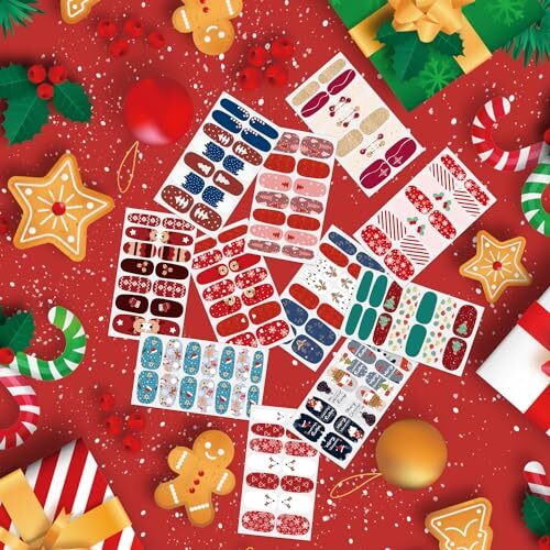 20 Sheets Christmas Nail Polish Stickers Full Nail Wraps for Christmas Style3