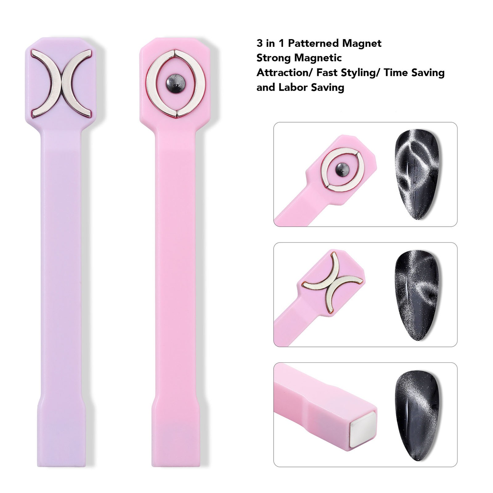 3pcs Nail Magnetic Wand Double Ended Effects For Gel Polish