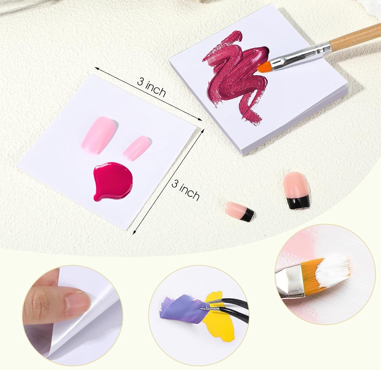 50 Sheets Nail Art Palette Paper, Disposable Gel Nail Polish Palette, Makeup