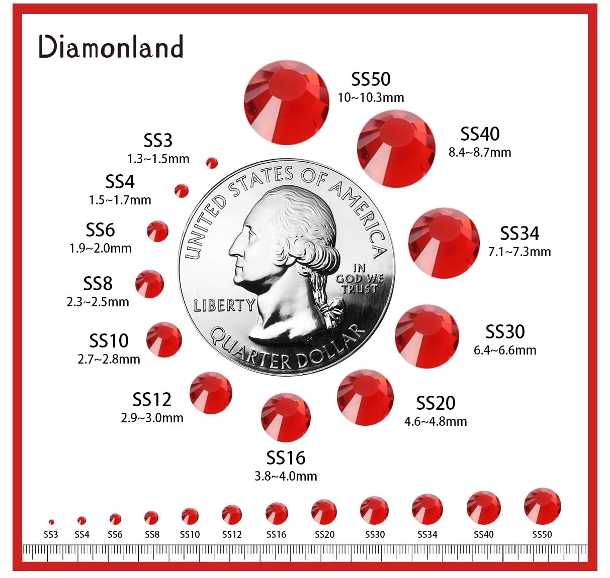 Diamonland Flatback Glass Crystal Rhinestones Rounds Gems for Bedazzling Nail…