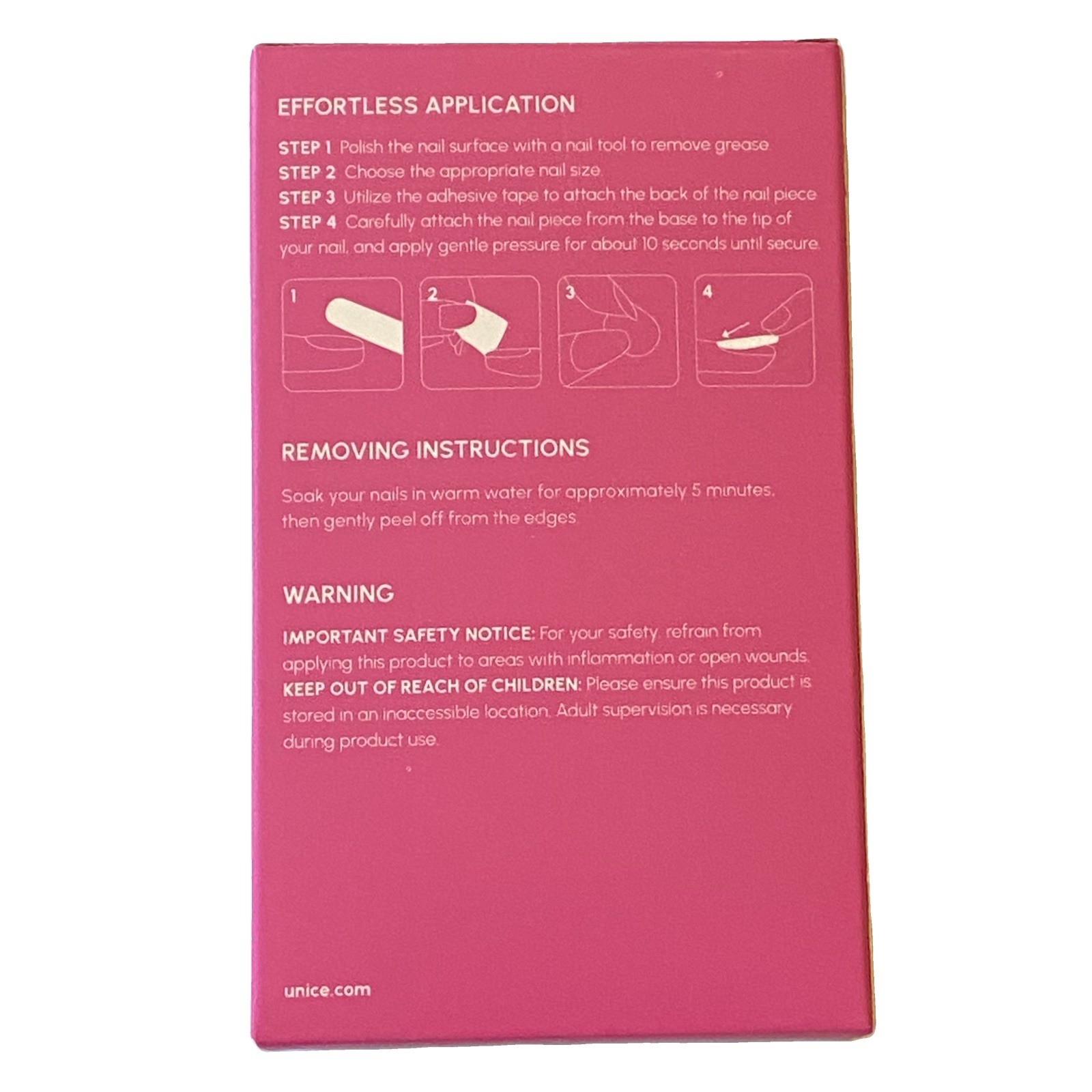 Unice 2-Minute Press Ons Pink Rebel 24 Pieces DIY Nail Package