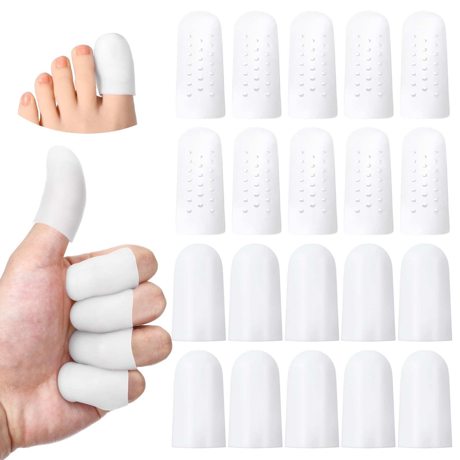 Wanmu 20 Pcs Gel Finger Cots with Air Holes, Nail Biting Prevention Finger Pr…