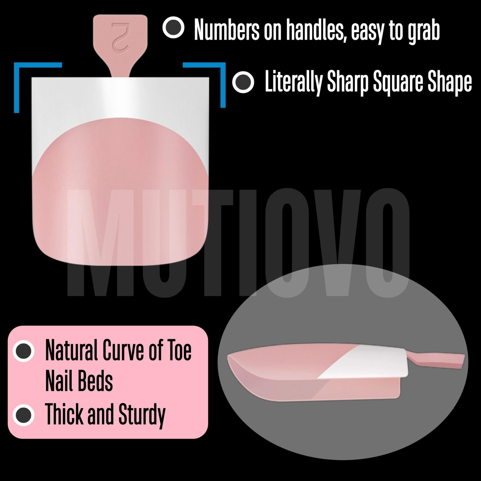 French Tip Toe Nail Tips Press on, Sharp Square Pre-Designed Soft Gel False T…