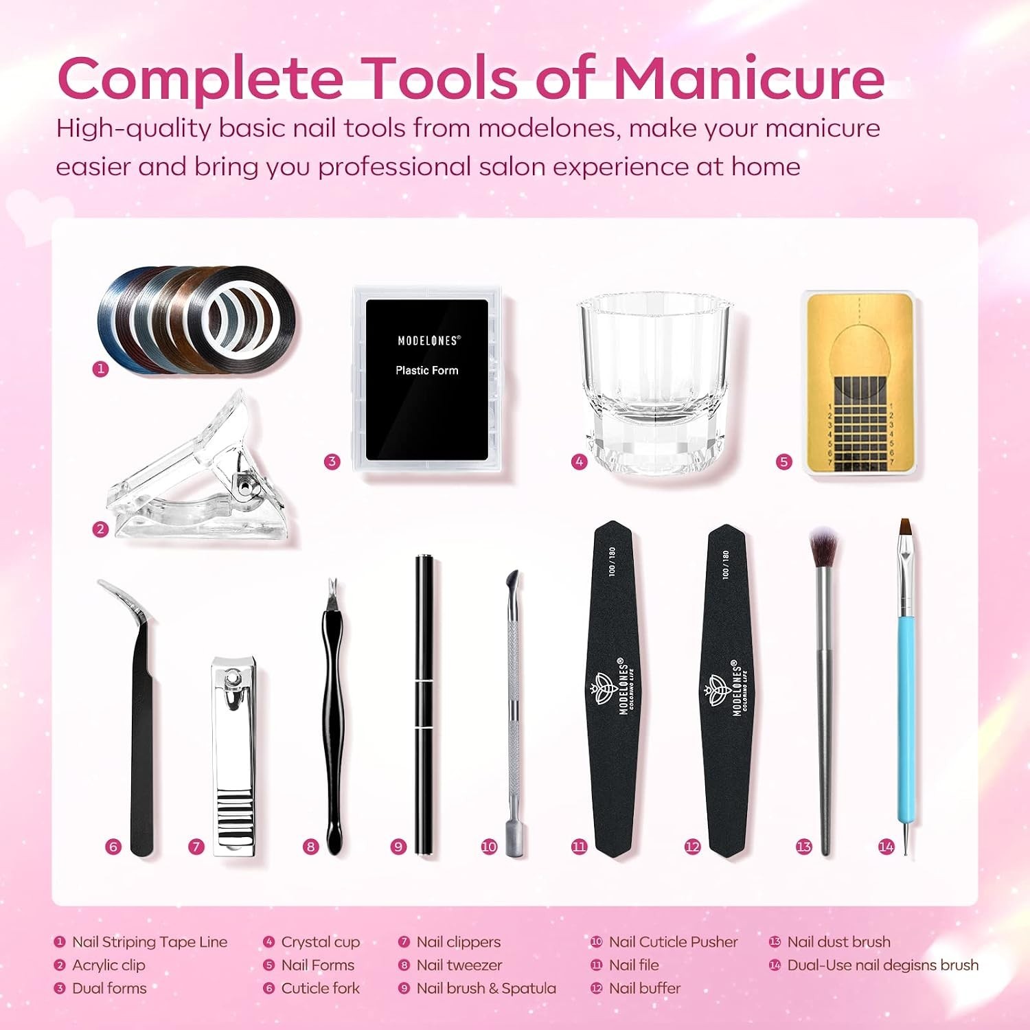 Poly Nail Gel Kit 8 Colors Rosy Pink + 48W Lamp