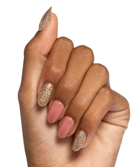 Olive & June Press-on Artificial Nails Glitter Pink Goldfish Medium Length Lot 2