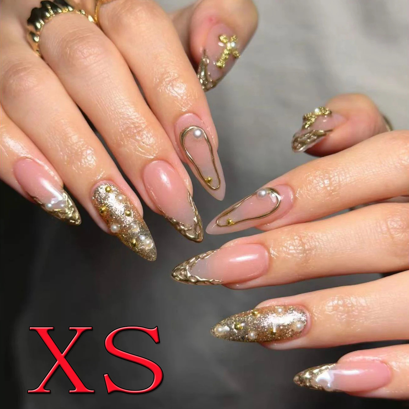 Leopard Print Nude Fake Nails 10PCS Short Square Diamond French Pointed Nails