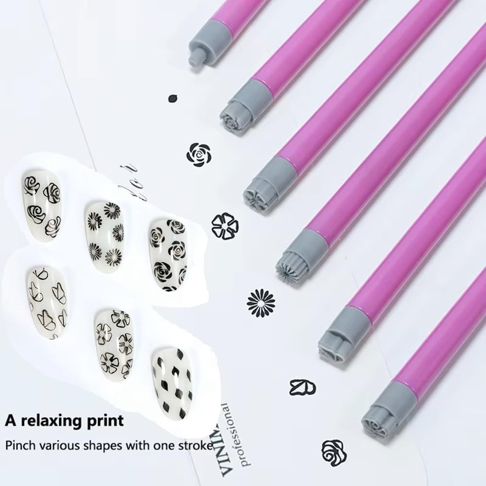 10PCS Nail Art Stamp Pen Set – DIY Nail Art Tools with 6 Patterns 💅✨