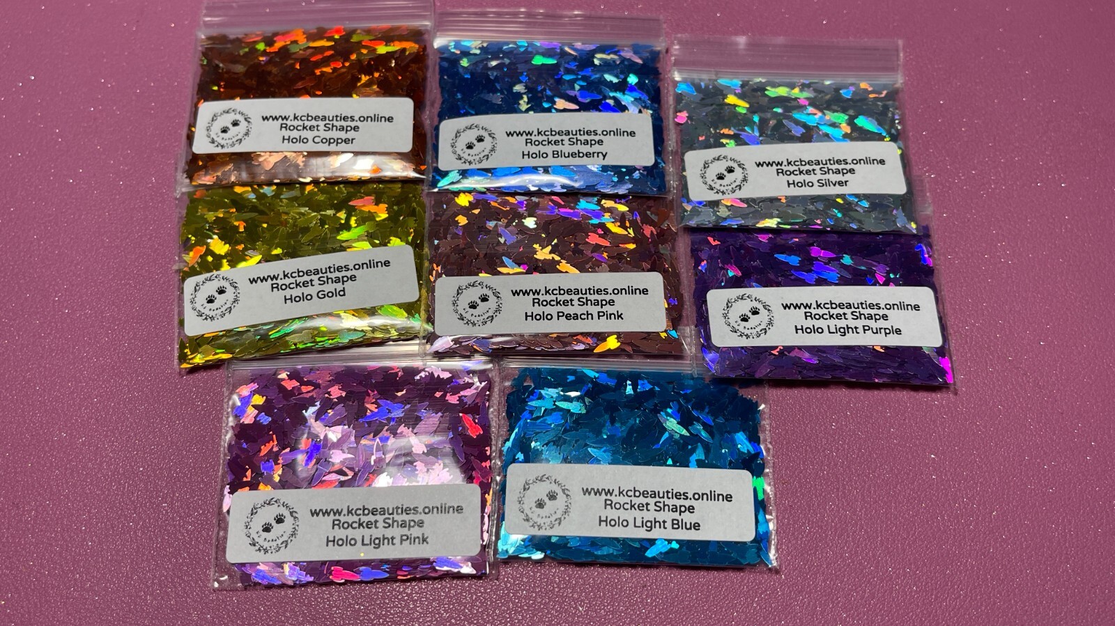 50g Solvent Resistant ROCKET shape Glitter HOLO PEACH PINK Nail ART Craft