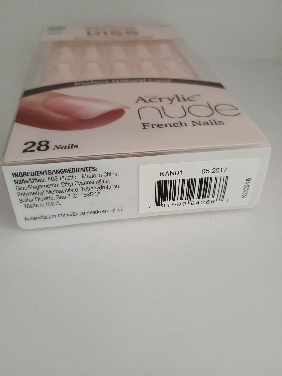 Kiss Salon Acrylic Nude French Glue-on Real Short Nails #64266 KAN01 (Pack of 1)
