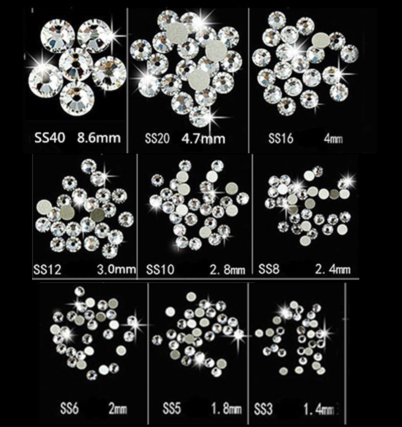 1440 Crystal Clear Glass Nail Art Rhinestones Flatback Non hotfix Strass Stones