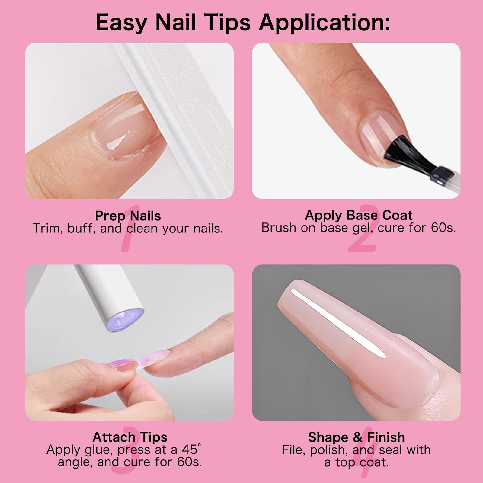 Long Almond Fake Nails: 240PCS Pre Etched Clear Fake Nails Tips 12 Sizes – Ha…