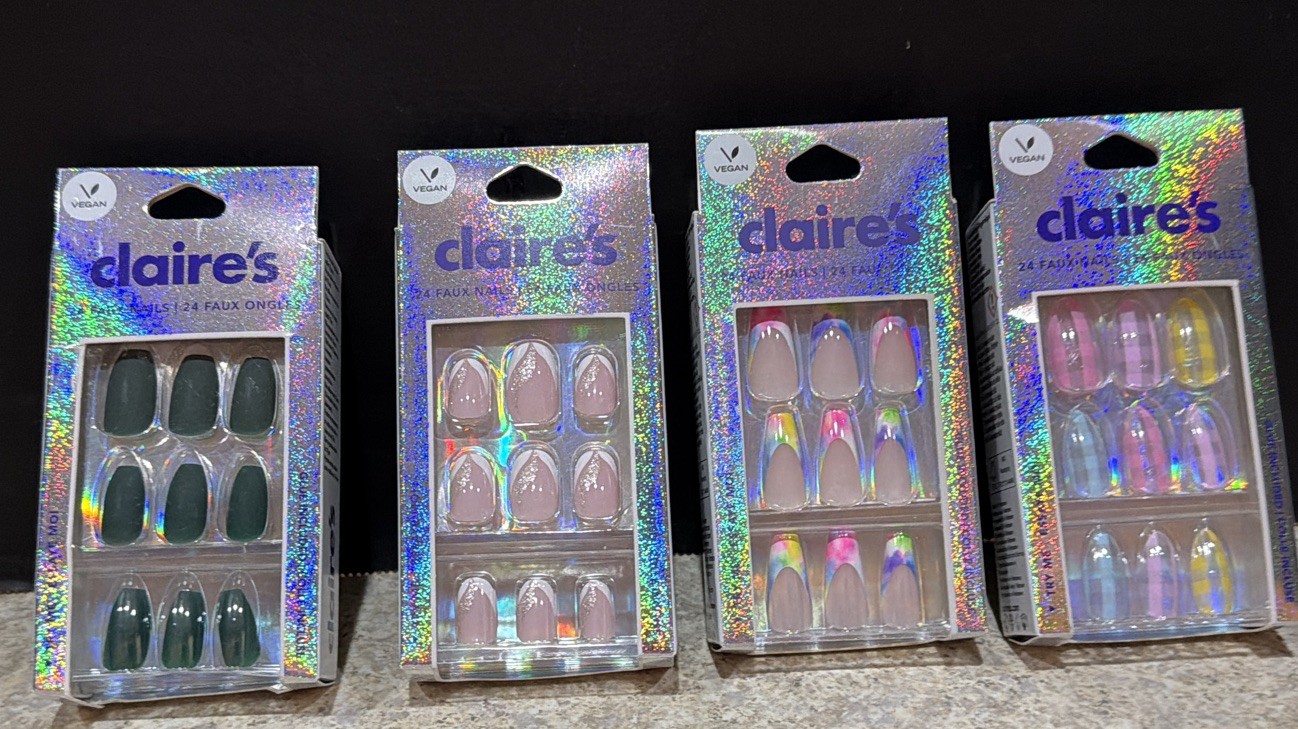 Lot of 4 Claire’s Vegan Press On Nails Sets 24 Faux Nails New- no glue included