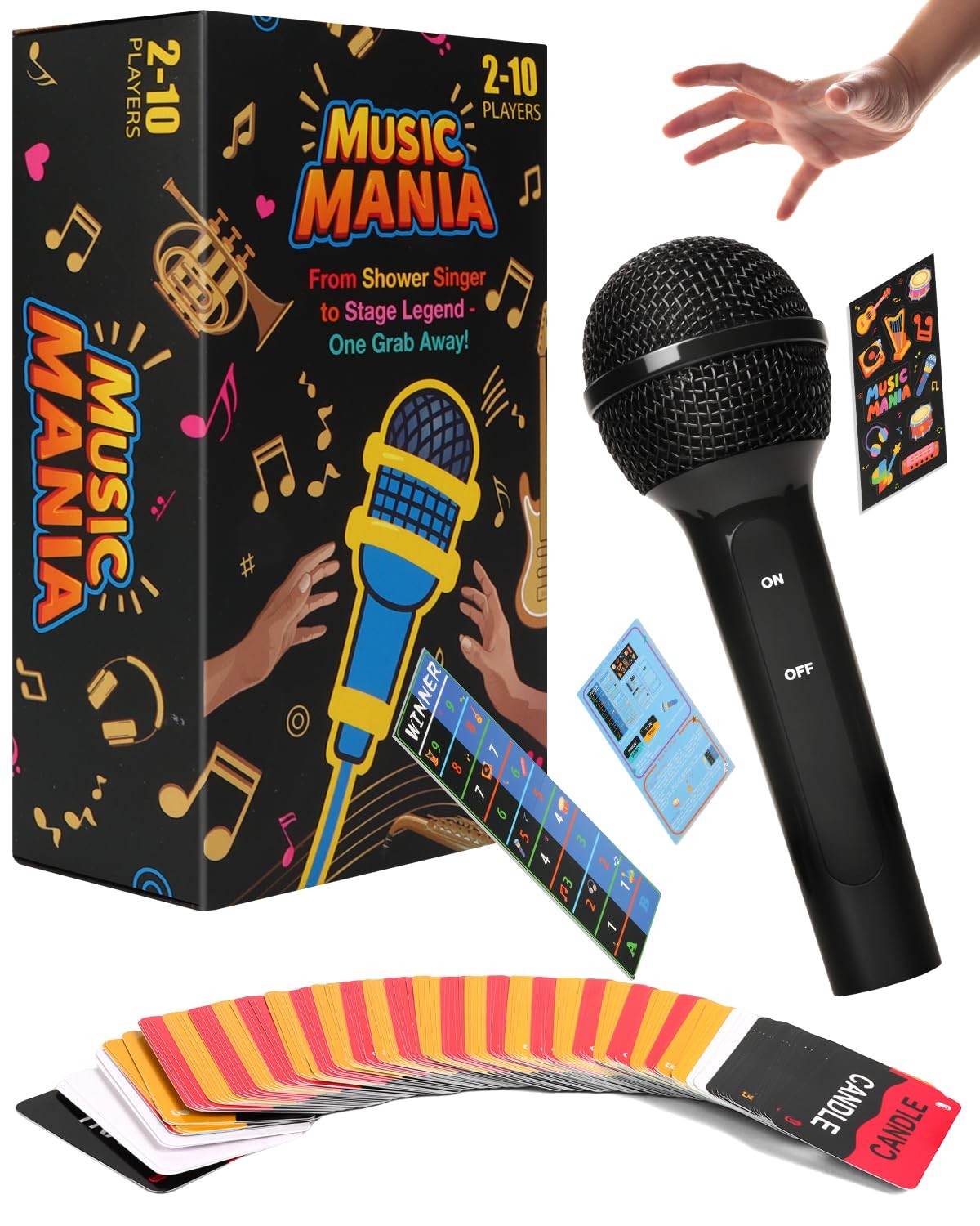 ouaohu Grab Microphone Music Board Game, 7.87 inches x 3.54 inches, Black