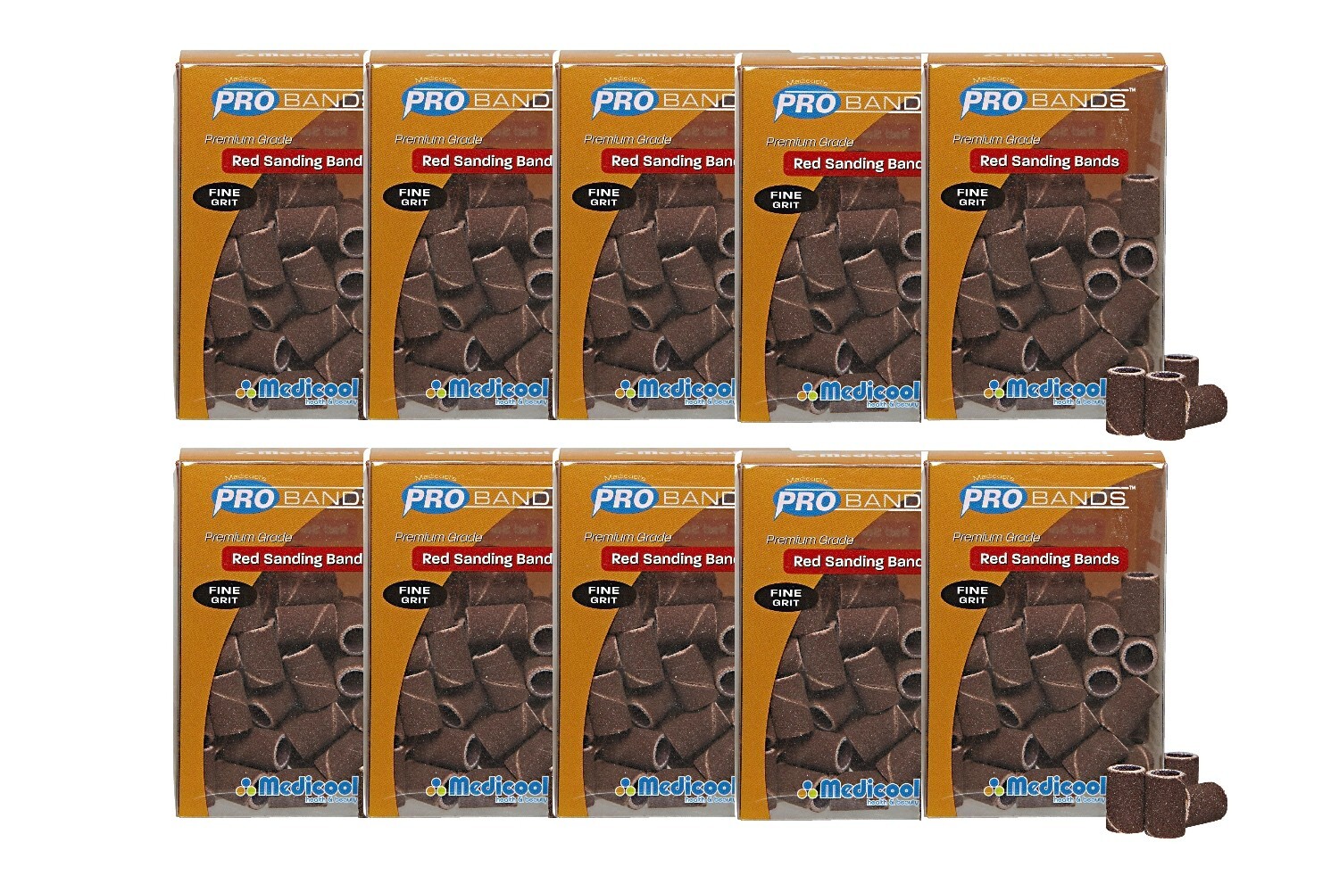 Medicool Sanding Band 1/4in. Diameter – Brown FINE Grit – 1000 pcs (10 boxes)