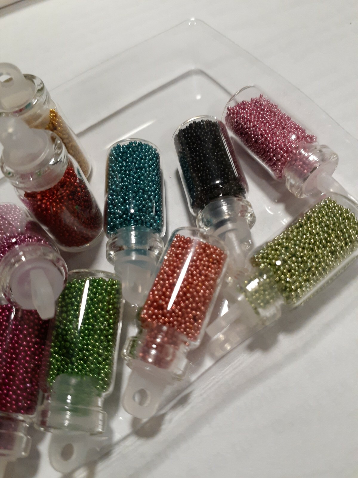 Micro beads caviar nail art Decoration set 12 small bottles mixed colors
