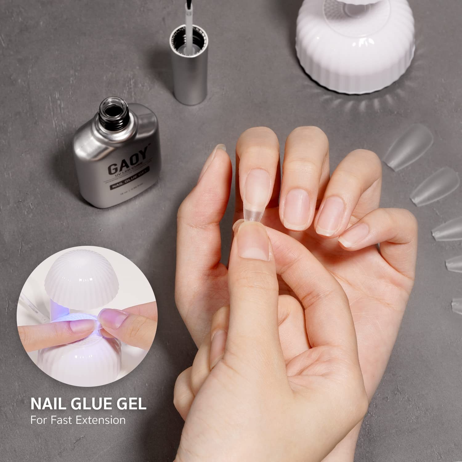 2-in-1 Nail Glue Gel & Base Coat, 16ml Non-Toxic for Long-Lasting Acrylic Tips