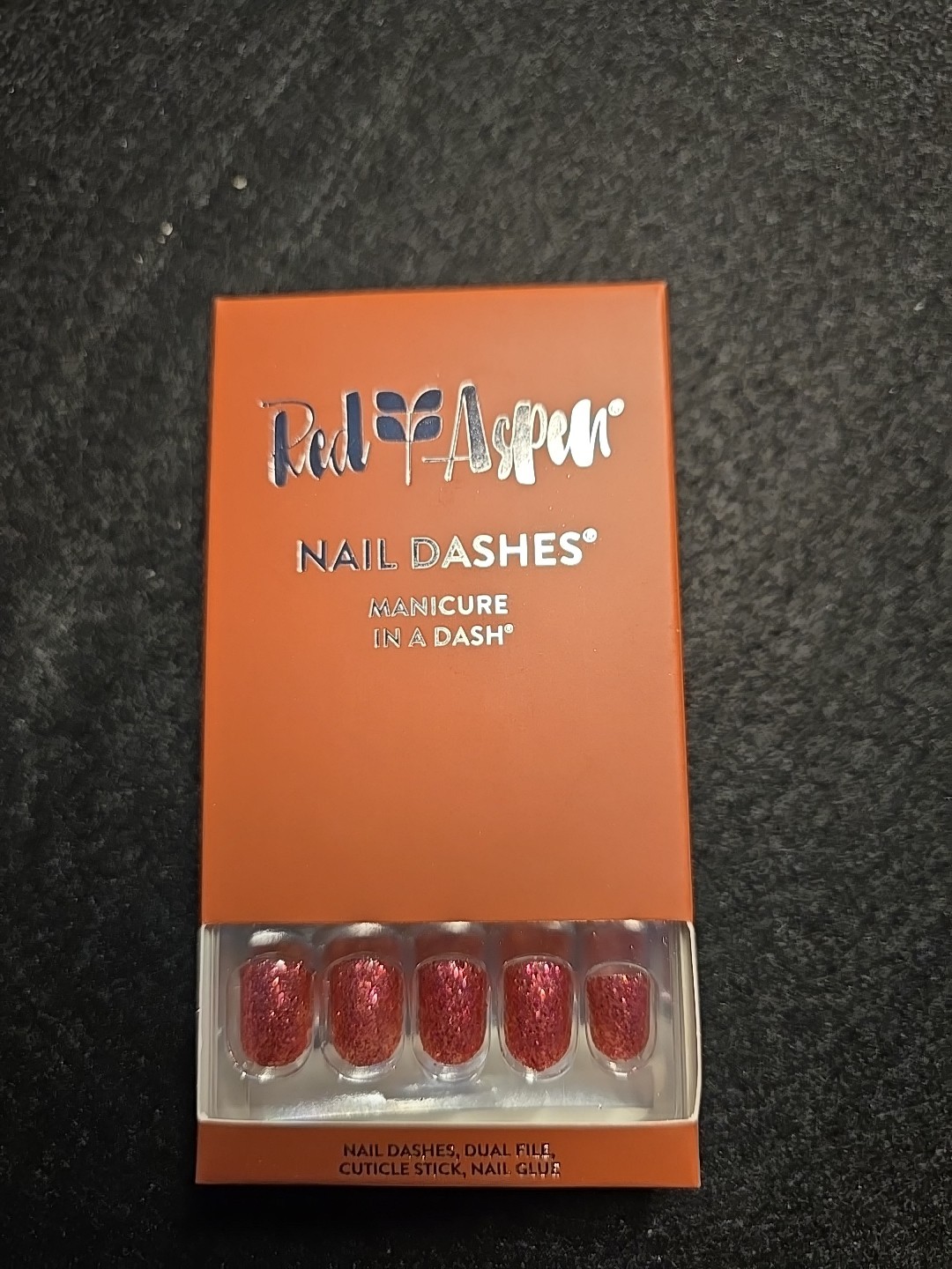 Red Aspen Press On Nail Short Square Pink Glitter Dazzle Effect, Emmaline 💖