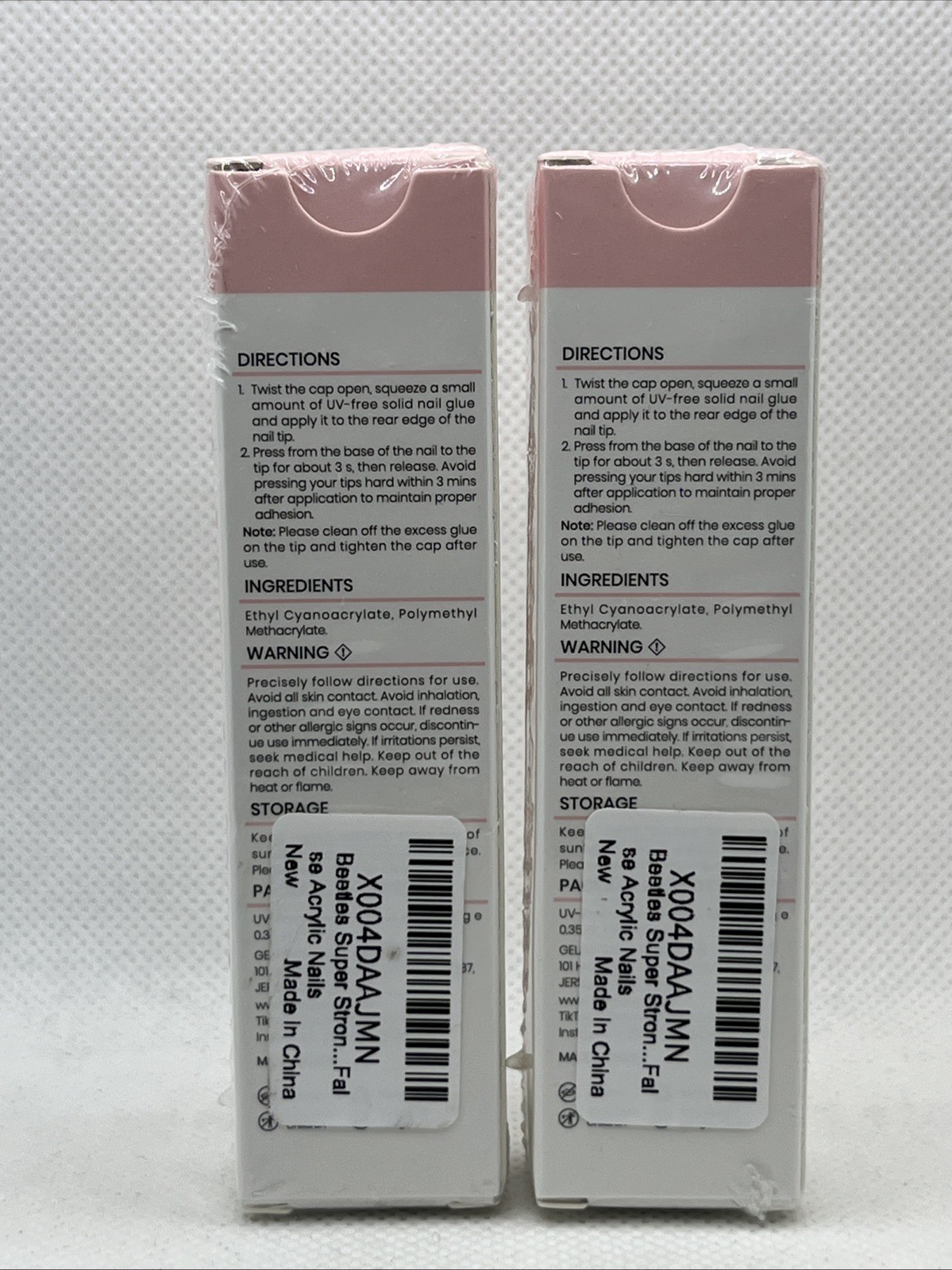 Lot of 2 Beetles UV-Free Solid Nail Glue Super Strong Fast Drying New Sealed