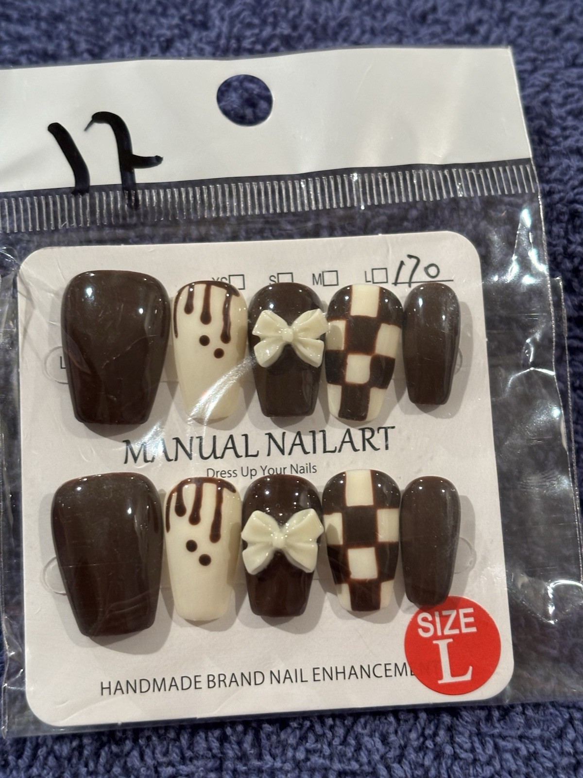 Press-On Nails Medium Length COFFIN. Size Large. 20 Pair